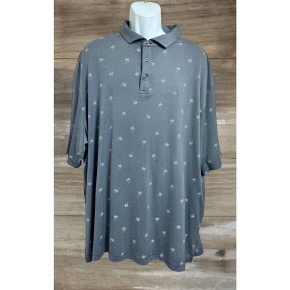 Men's Ben Hogan Performance Golf Polo Shirt Sz 3XL Blue Palm Tree Print Athletic - Picture 2 of 8